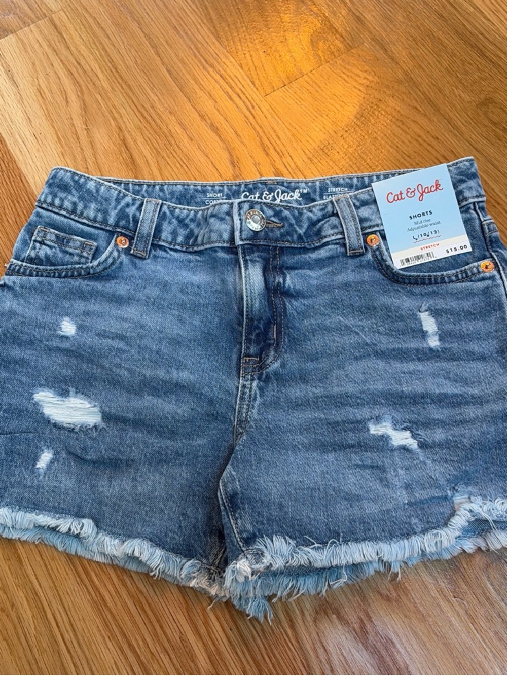 Cat & Jack Frayed Distressed Denim Shorts - Blue